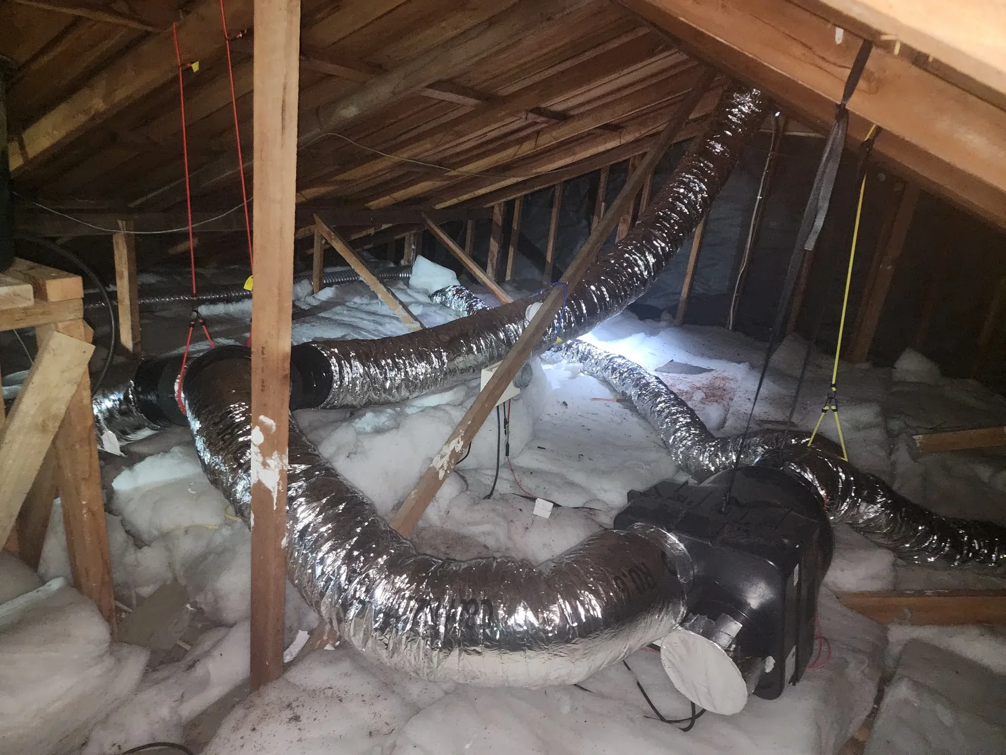 Ducting layout in a roof space