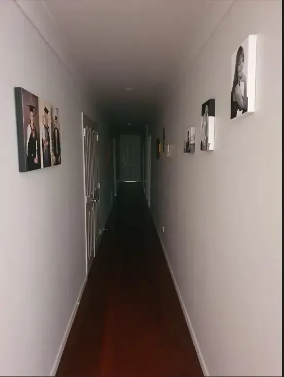 Dark hallway before a sun tube was installed