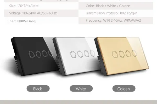 Smart Switches / 4 Gang - Wi-Fi Only, supplied example 1